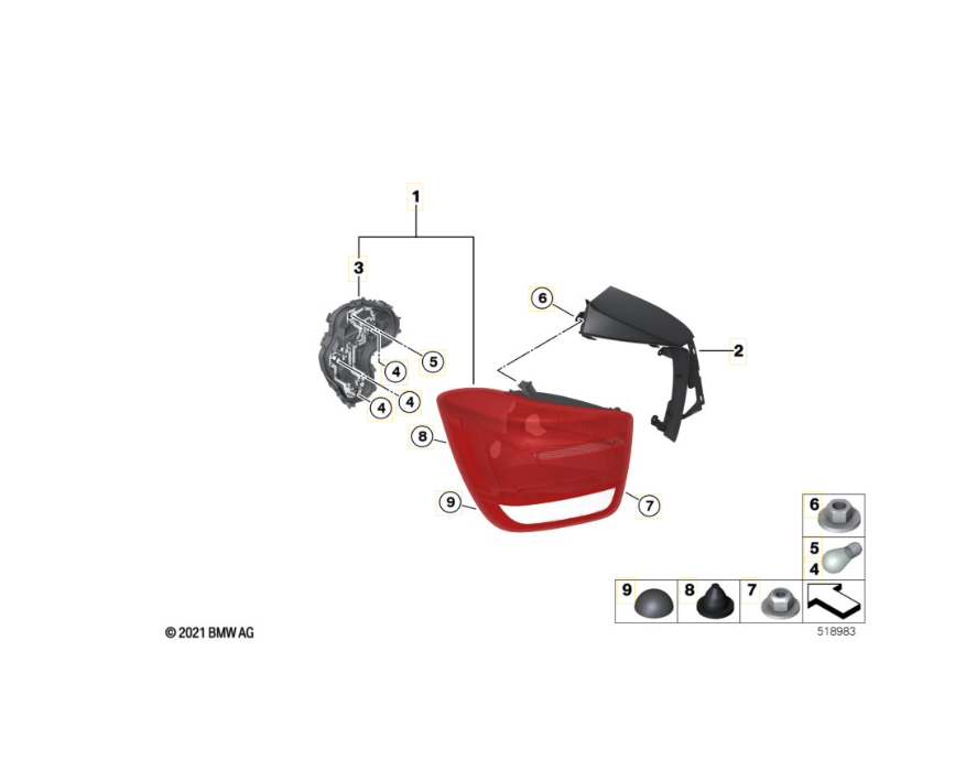 Lanterna traseira externa Esquerda Led 63217359017 BMW SERIE 1